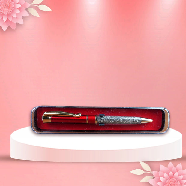 Abhimantrit Pyrite Pen, Red & Gold