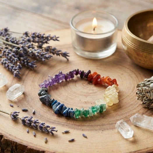 7 Chakra Crystal Chip Bracelet