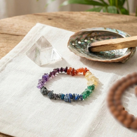 7 Chakra Crystal Chip Bracelet