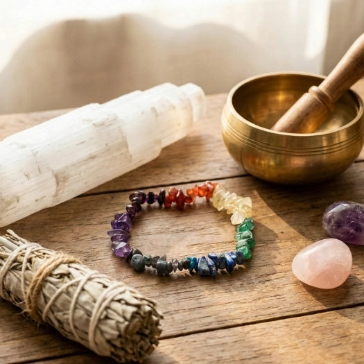 7 Chakra Crystal Chip Bracelet