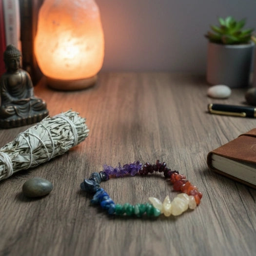 7 Chakra Crystal Chip Bracelet