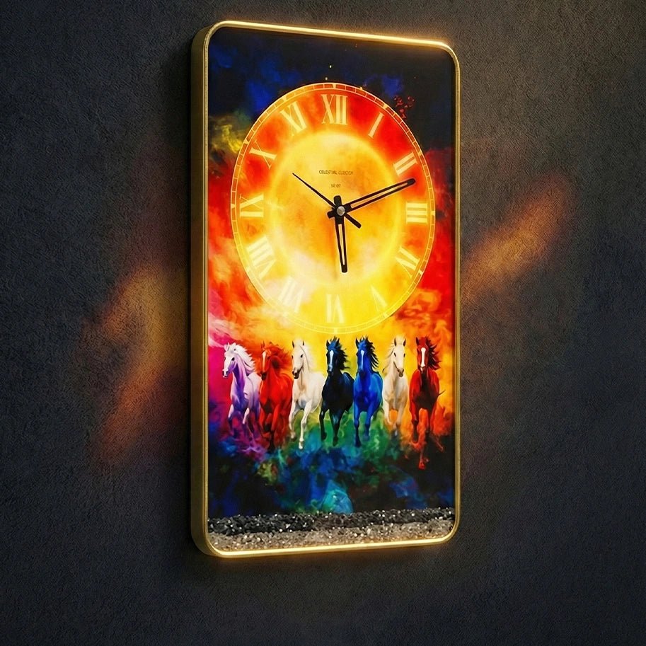 7 Running Rainbow Horses Clock - Aditya Kundali
