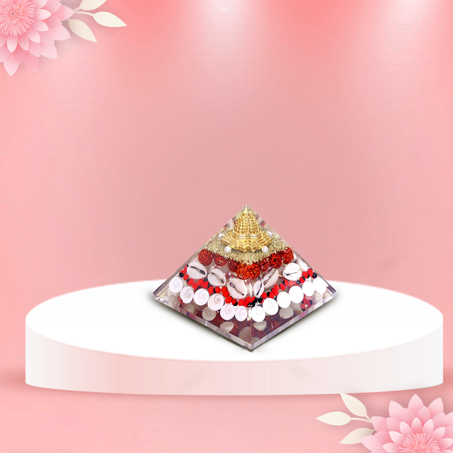 Abhimantrit Crystal Pyramid with Rudraksha