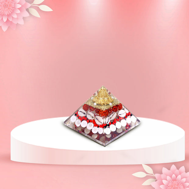 Abhimantrit Crystal Pyramid with Rudraksha