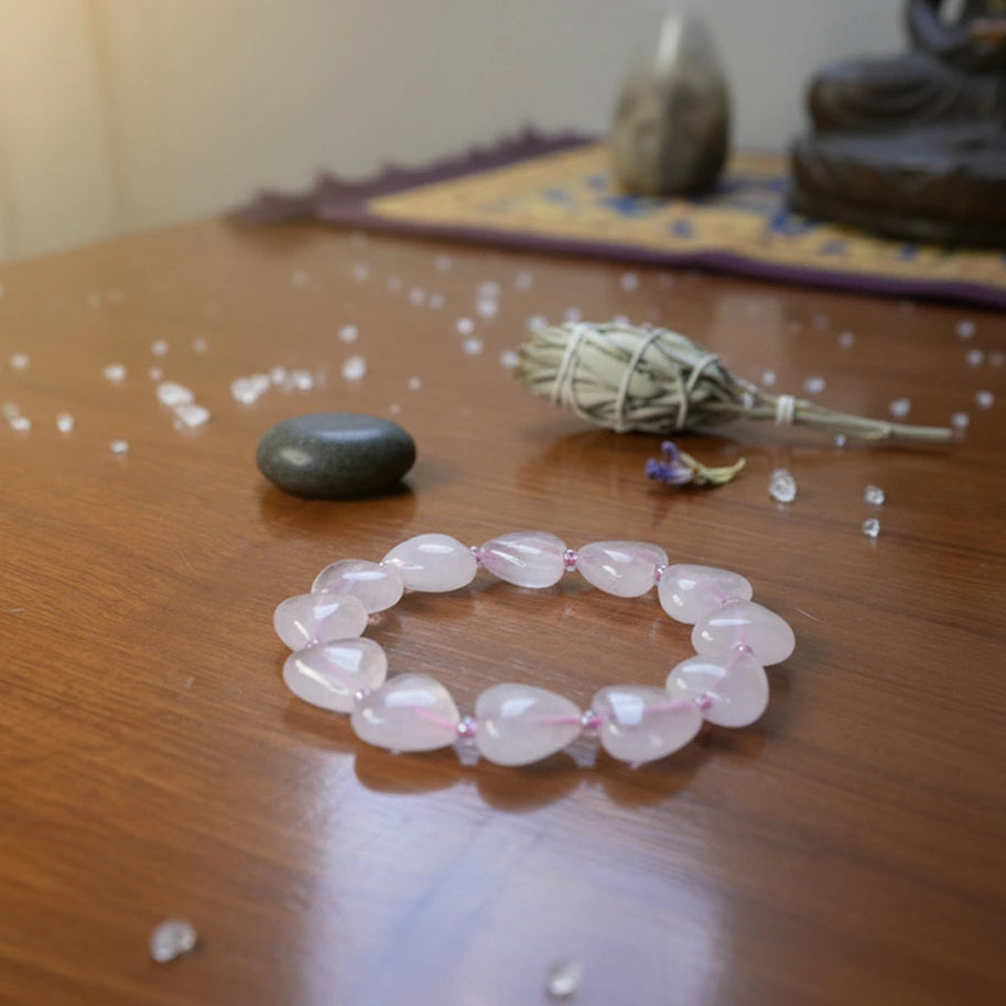 Rose Quartz Heart Bracelet