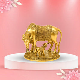 Brass Kamadhenu Cow & Calf Statue By Aditya Kundli