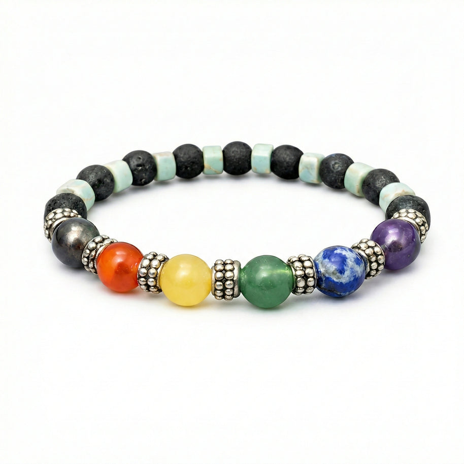 Seven Chakra With Lava Bracelet