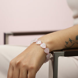 Abhimantrit Rose Quartz Heart Bracelet By Aditya Kundli