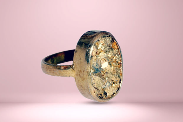 Abhimantrit Golden Pyrite Ring - Aditya Kundali