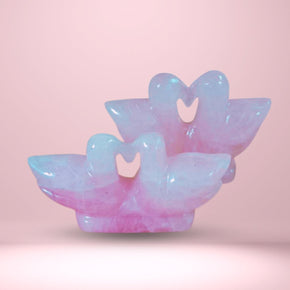 Abhimantrit Natural Pink Rose Quartz Mandarin Ducks Swan Love Birds - Aditya Kundali