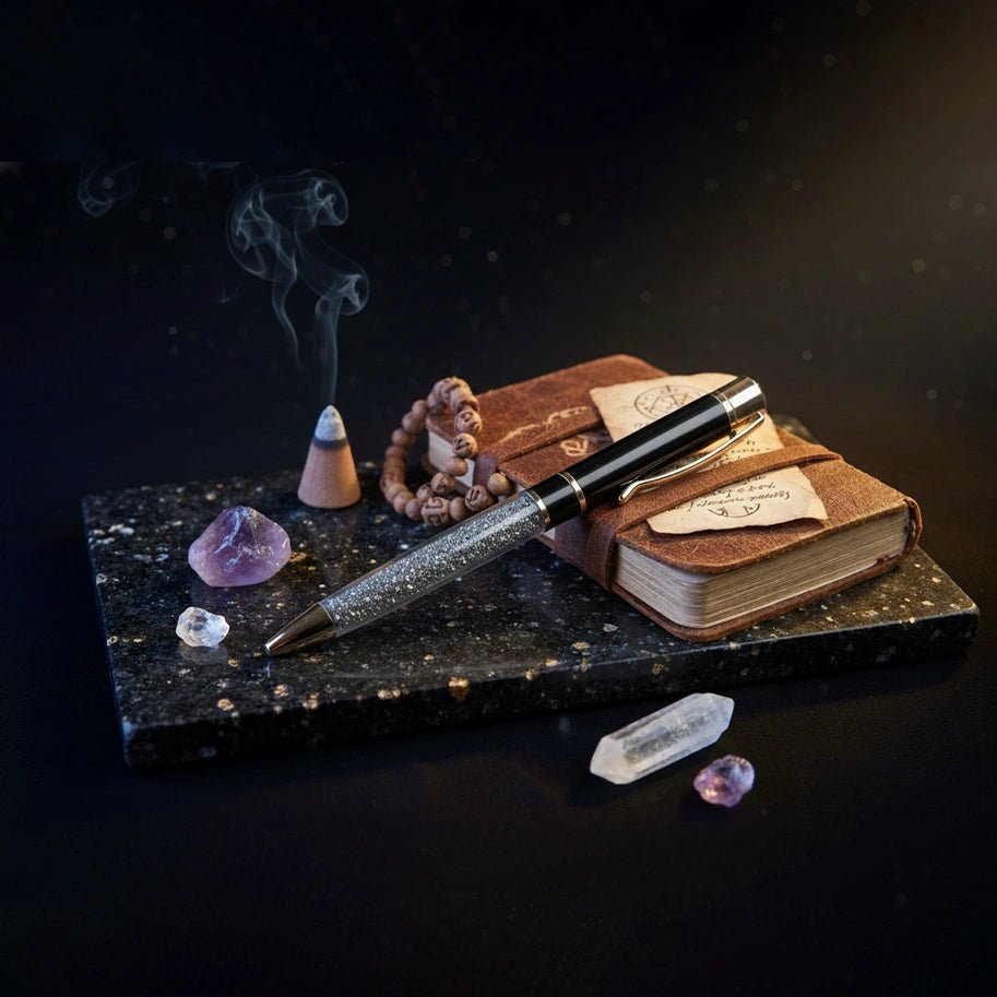 Abhimantrit Pyrite Pen, Black & Gold - Aditya Kundali