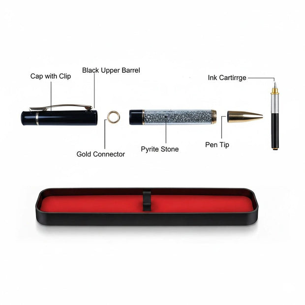 Abhimantrit Pyrite Pen, Black & Gold - Aditya Kundali