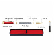 Abhimantrit Pyrite Pen, Red & Gold - Aditya Kundali