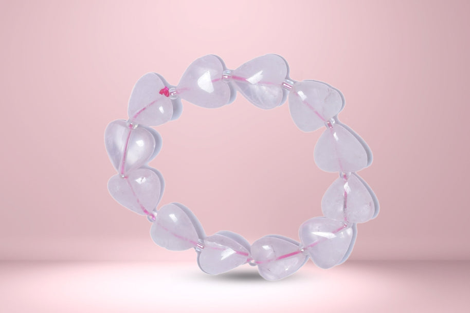 Abhimantrit Rose Quartz Heart Bracelet - Aditya Kundali