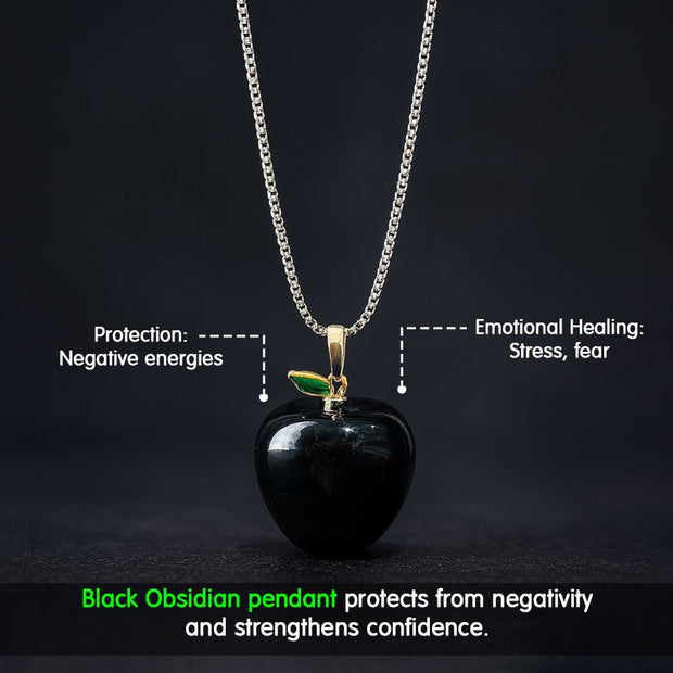 Black Obsidian Apple Pendant - Aditya Kundali