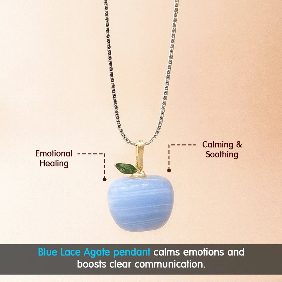 Blue Lace Agate Apple Pendant - Aditya Kundali