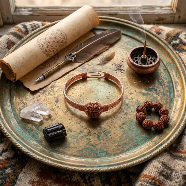 Copper Bracelet With 5 Mukhi Rudraksh - Aditya Kundali
