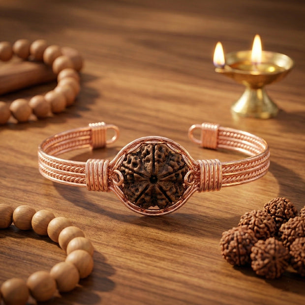Copper Bracelet With 5 Mukhi Rudraksh - Aditya Kundali