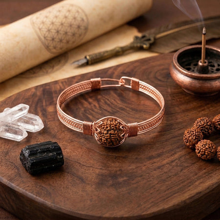 Copper Bracelet With 5 Mukhi Rudraksh - Aditya Kundali