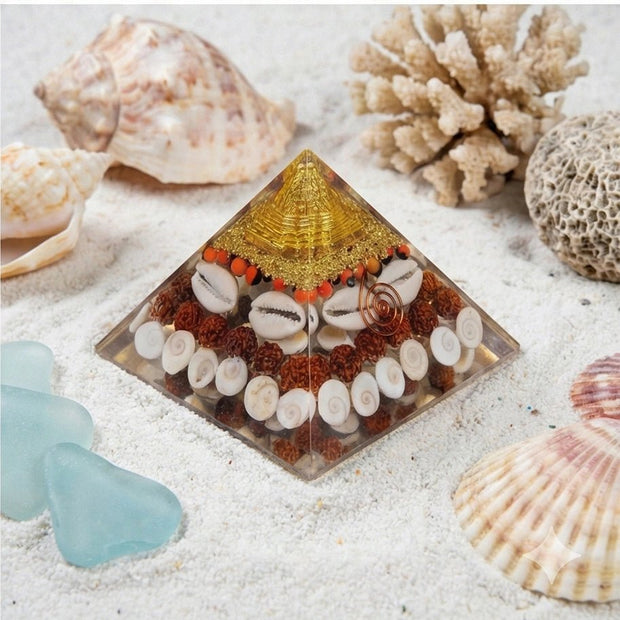 Crystal Pyramid with Rudraksha - Aditya Kundali