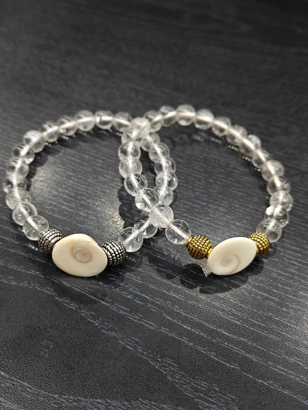 Crystal Quartz With Gomti Chakra Bracelet - Aditya Kundali