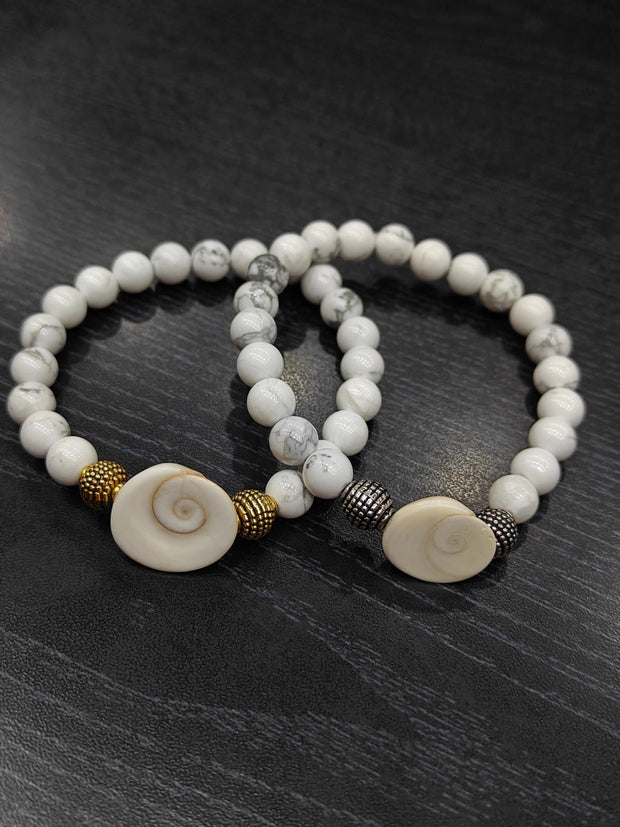 Howlite With Gomti Chakra Bracelet - Aditya Kundali