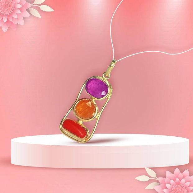Manik Munga Pukhraj Pendant – By Aditya Kundli - Aditya Kundali
