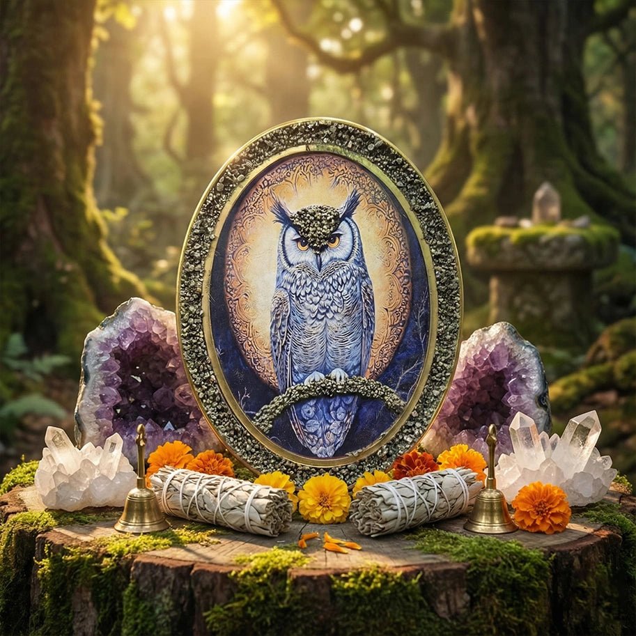 Owl Pyrite Oval Frame - Aditya Kundali