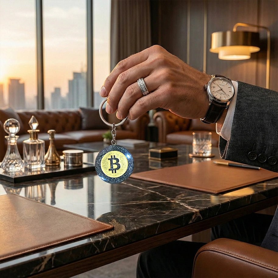 Pyrite Bitcoin Symbol Keychain - Aditya Kundali