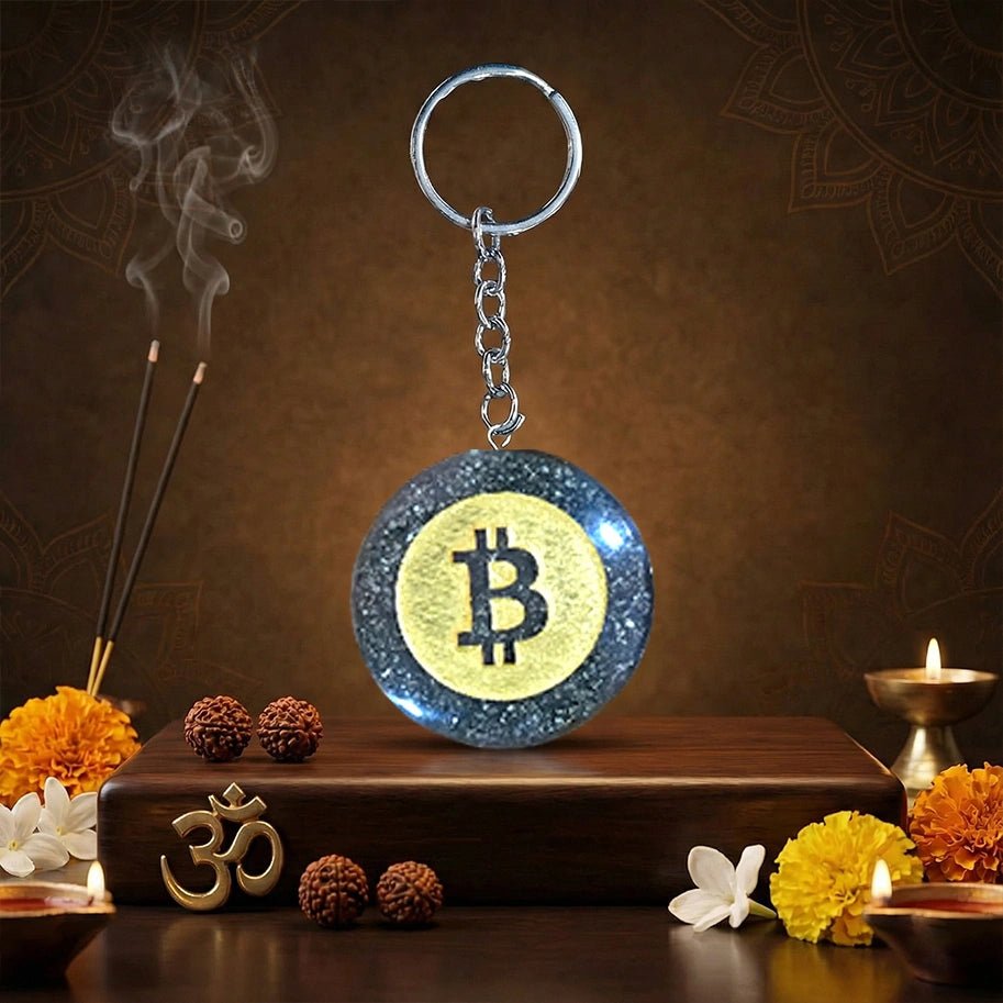 Pyrite Bitcoin Symbol Keychain - Aditya Kundali