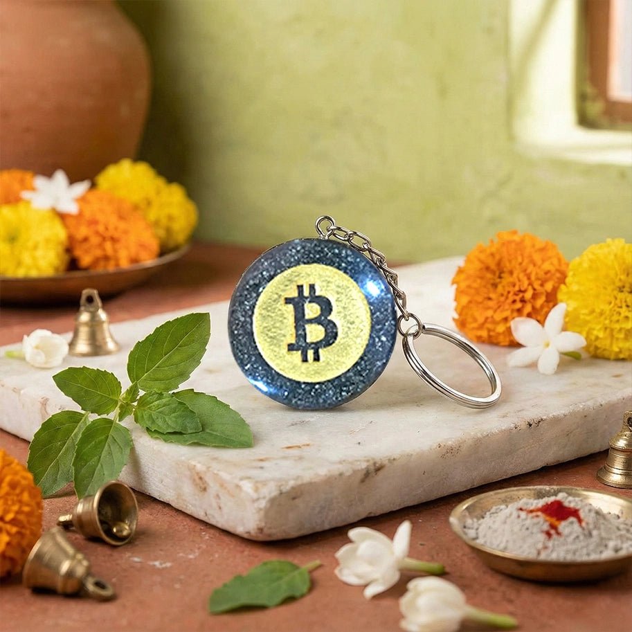 Pyrite Bitcoin Symbol Keychain - Aditya Kundali
