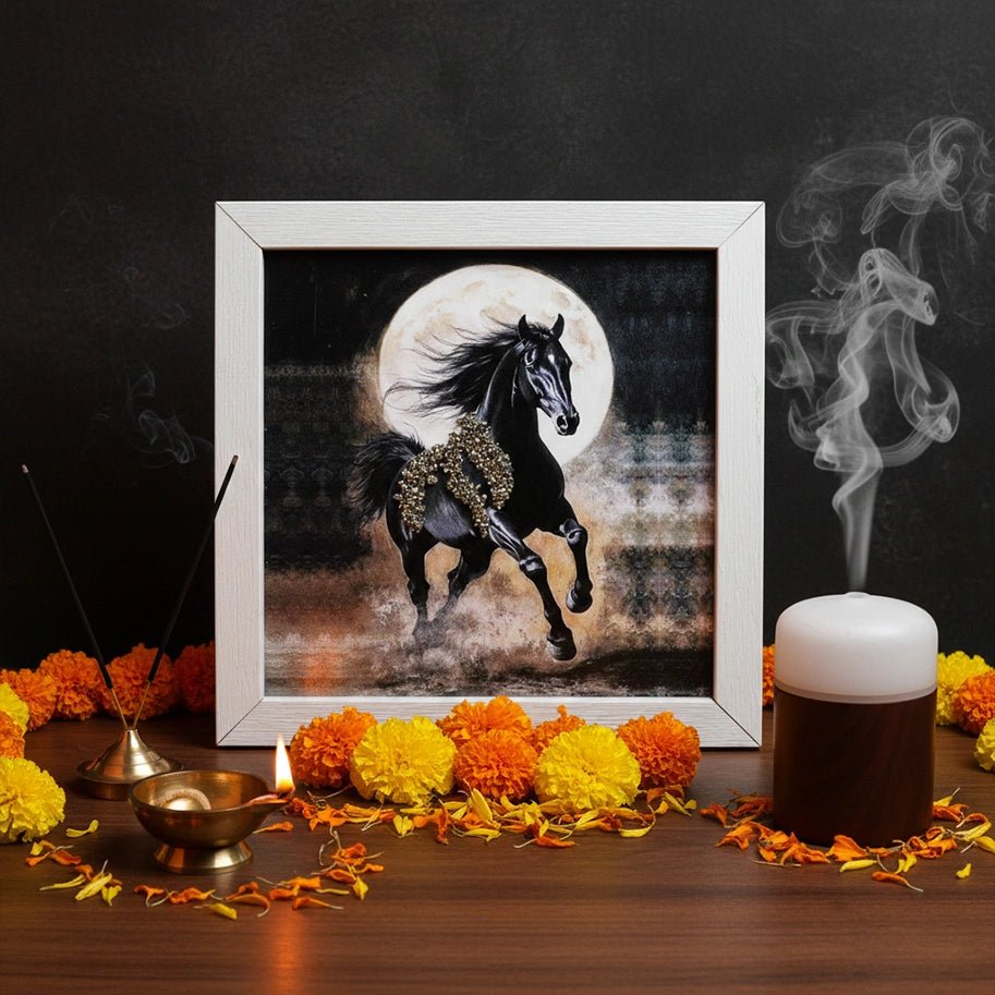 Pyrite Black Horses Frame - Aditya Kundali