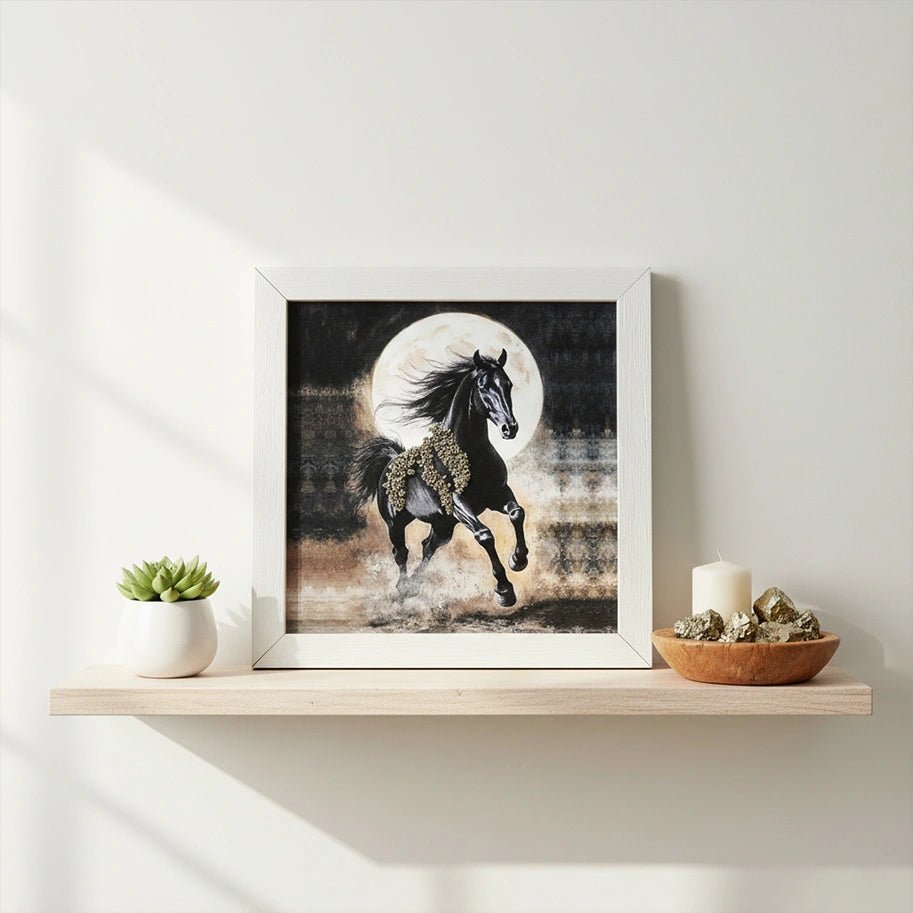 Pyrite Black Horses Frame - Aditya Kundali