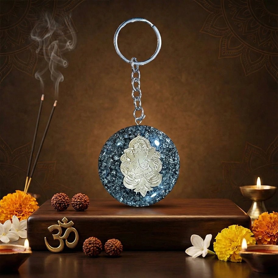 Pyrite Ganesh Keychain - Aditya Kundali