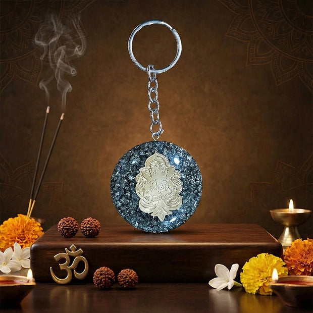 Pyrite Ganesh Keychain - Aditya Kundali