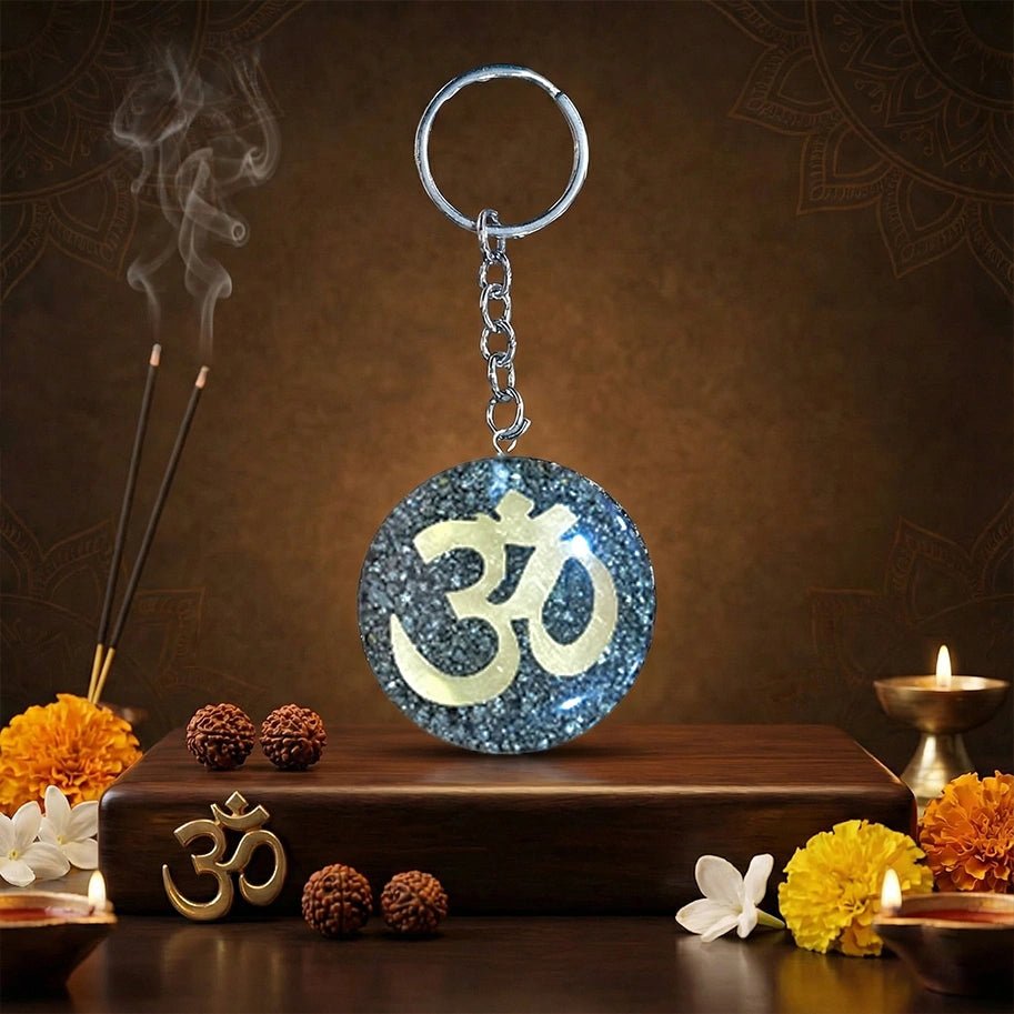 Pyrite Om Keychain - Aditya Kundali