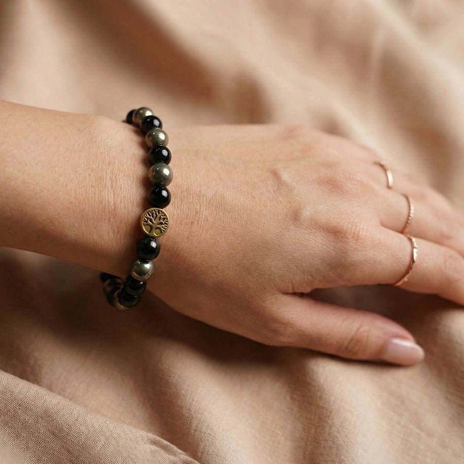 Richie Rich Bracelet With Pyrite & Black Obsidian - Aditya Kundali