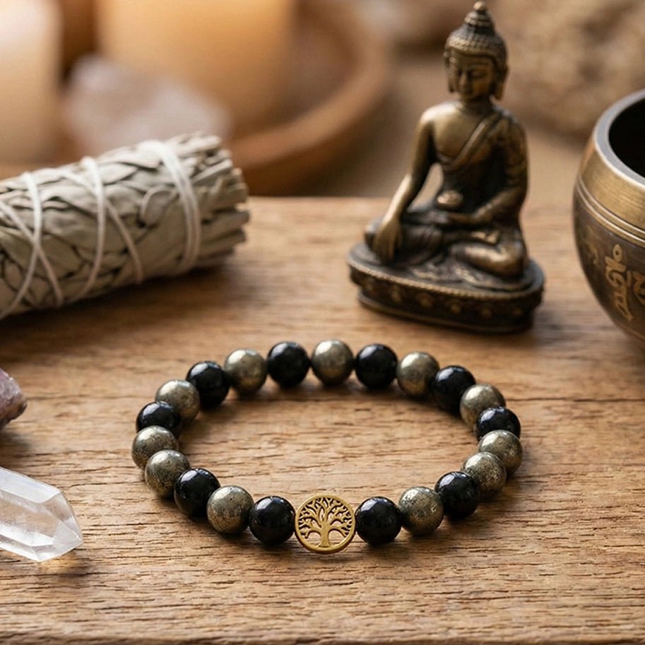 Richie Rich Bracelet With Pyrite & Black Obsidian - Aditya Kundali
