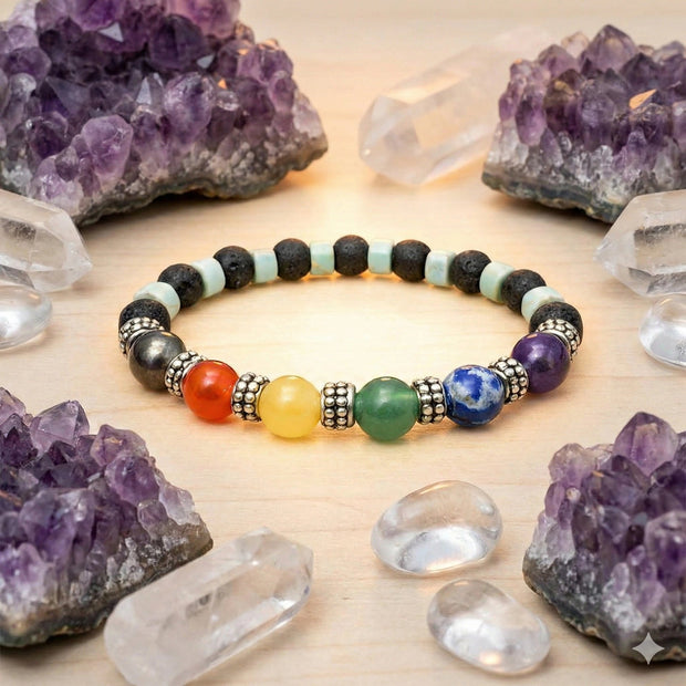 Seven Chakra With Lava Bracelet - Aditya Kundali