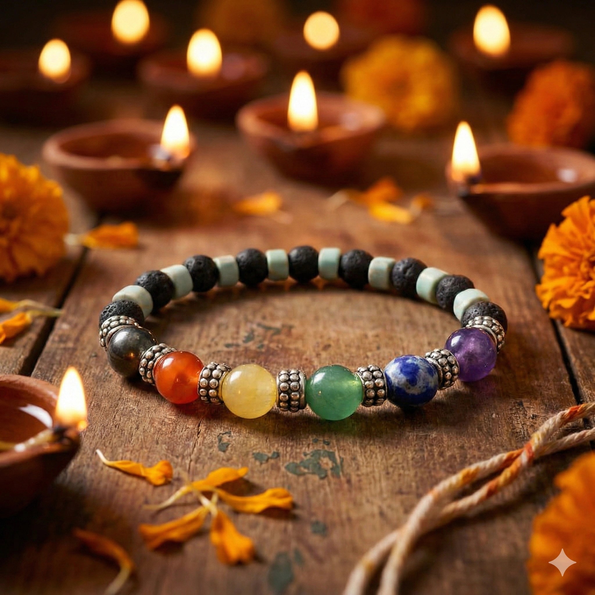 Seven Chakra With Lava Bracelet - Aditya Kundali